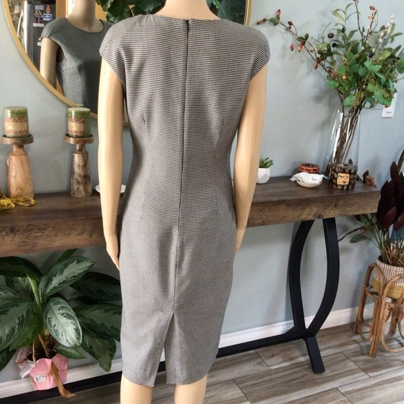 Zara Basic Tube Houndstooth Pattern Sheath Checker Work Office Dress - Picture 8 of 12